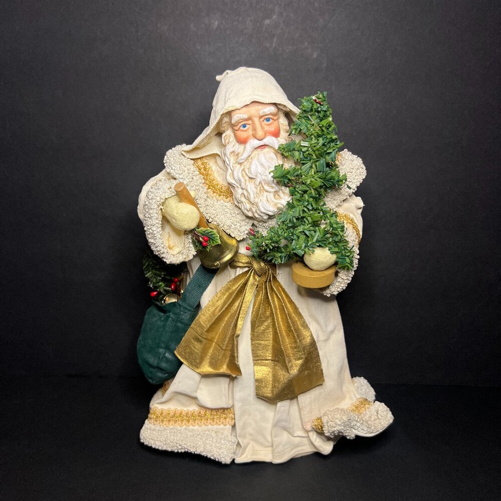 Vintage Midwest Imp. Decorative Hooded Santa Claus Christmas Tree Topper 9.75"